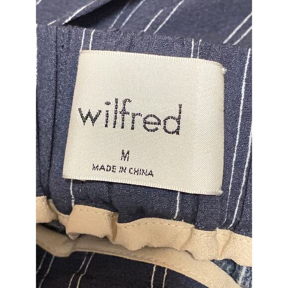 Aritzia Wilfred Faun Gray Striped Tie Belt High Waist Wide Leg Trousers Pants M - Picture 3 of 4